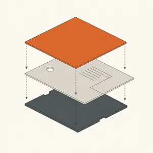 Three flat panels being assembled into one object.